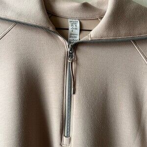 SPANX AirEssentials Set Womens Size M Beige Tan Half Zip Pullover Pants